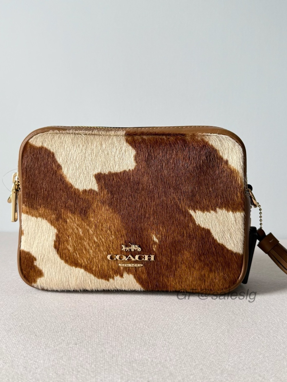 NWT Coach Mini Carey Crossbody & Shoulder Bag Haircalf Cow Print CEK71